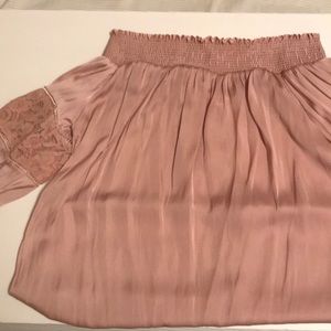 Off the shoulder blush satin top